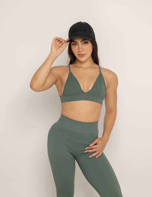 SPORT BRA SEAMLESS TRIÁNGULO MOSS GREEN