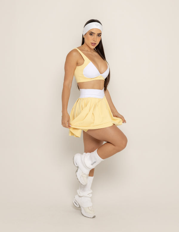 FALDA PLIZADA BITONE - LIME YELLOW
