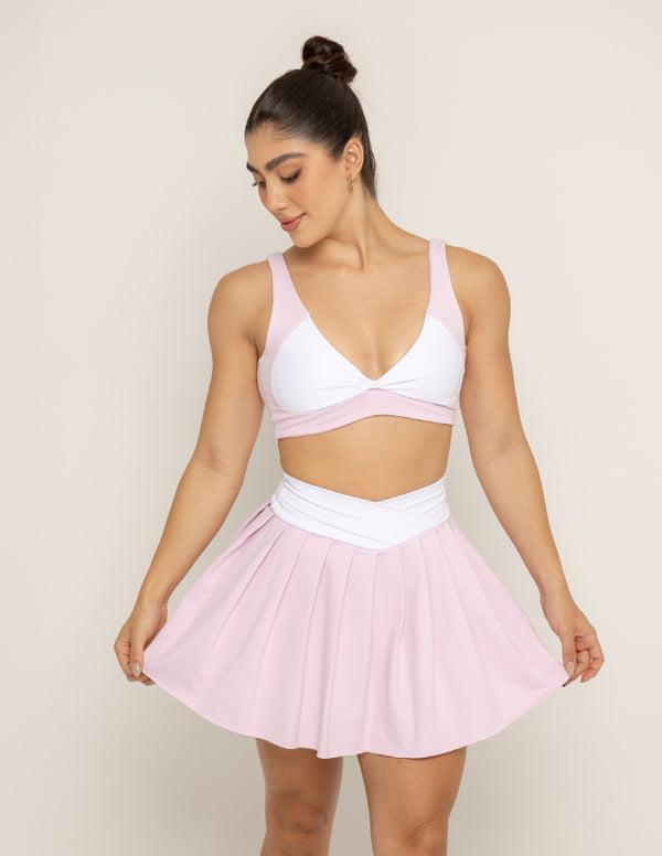 FALDA PLIZADA BITONE - SOFT PINK