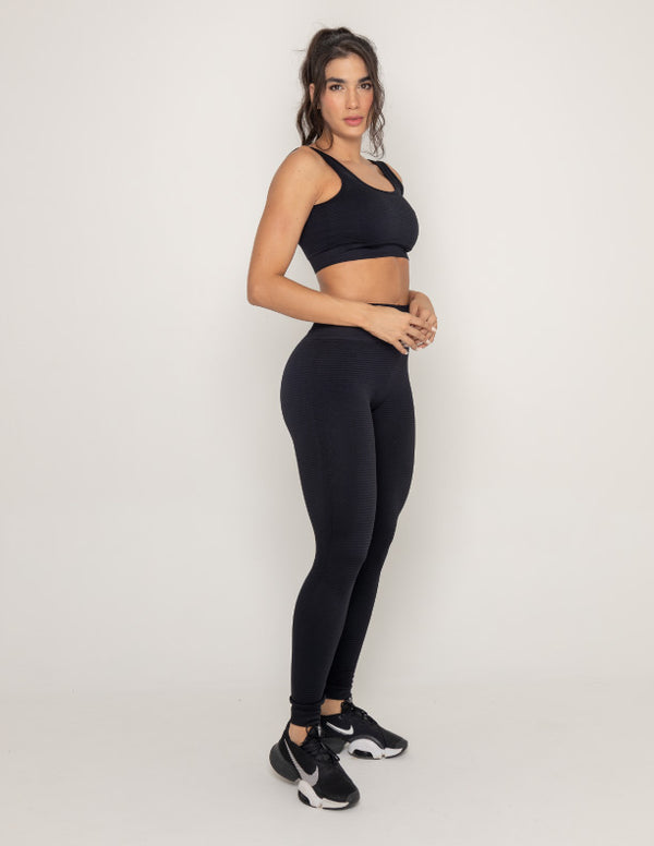 LEGGINS SEAMLESS NEGRO WAFLE