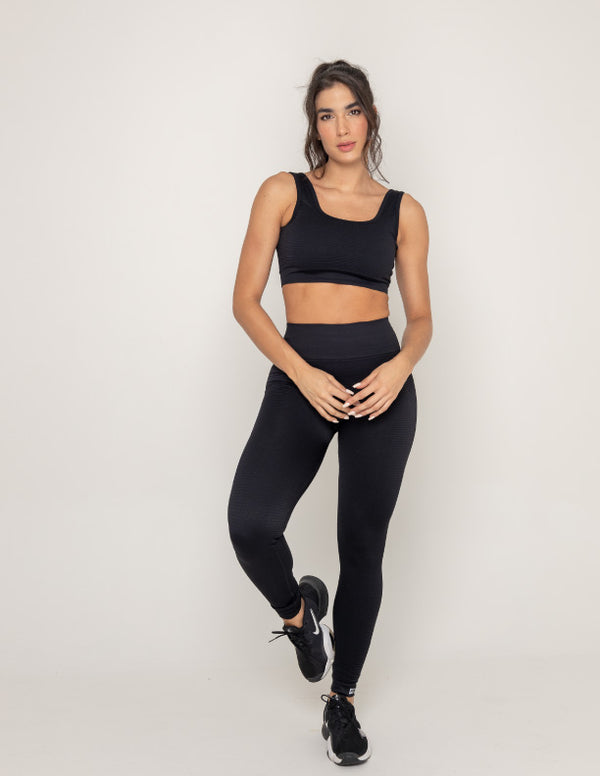 LEGGINS SEAMLESS NEGRO WAFLE