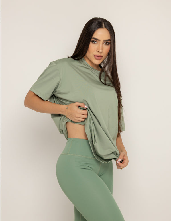 CAMISETA OVERSIZE DIAMANTE - MOSS GREEN