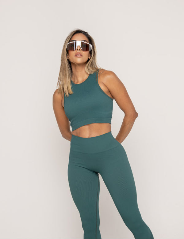 LEGGINS SEAMLESS ACANALADO VERDE