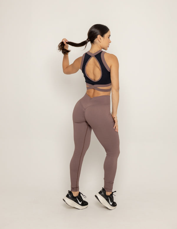 TOP SEAMLESS BITONE CHOCOLATE